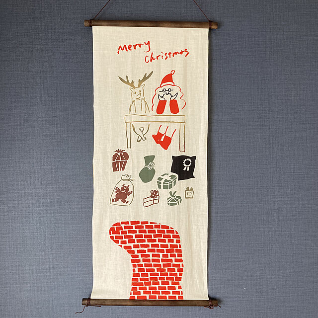 Yasunaの-【にじゆら公式】待ちわびるクリスマス てぬぐい 飾る インテリア 贈る ギフト プレゼント あそぶ X'mas サンタ トナカイ プレゼント えんとつ 靴下 手拭い 伝統工芸品の家具・インテリア写真