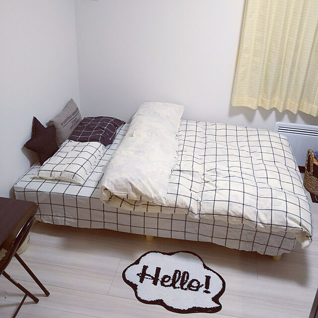 kojikojiのニトリ-マルチすっぽりシーツ セミダブル(ウィンドウペンIV SD) の家具・インテリア写真