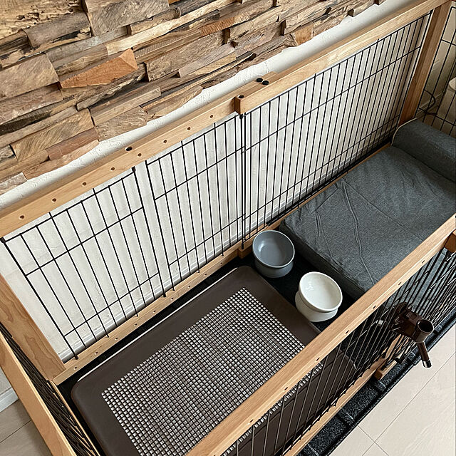 mikaのリッチェル-リッチェル 木製スライドペットサークル ワイド ナチュラル （小型犬〜中型犬用/サークル・ケージ/ゲージ/Circle・Cage） 同梱不可の家具・インテリア写真