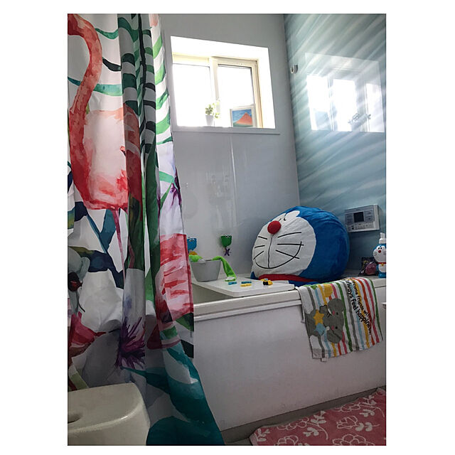 bonapetiの-バスルーム余分な長いファブリックフラミンゴバスシャワーカーテン12フック8の家具・インテリア写真