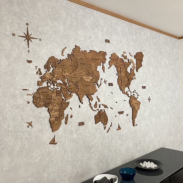 mizuyoのENJOY THE WOOD-3D Wood World Map インテリア用壁掛け木製世界地図の家具・インテリア写真