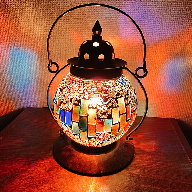 asa5のイシグロ-テーブルランプ ランタン型 アンティーク風 『モザイクランプ セルマイ』 トルコランプ風のモザイクガラスがおしゃれなテーブルライト ベッドサイドのランプに!の家具・インテリア写真