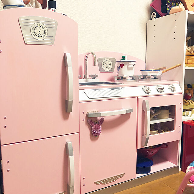 kotaの-キッドクラフト ピンクレトロキッチンと冷蔵庫Kidkraft KITCHEN　キッチン おもちゃおままごと 木製キッチンセット 3歳以上【smtb-ms】0015929の家具・インテリア写真