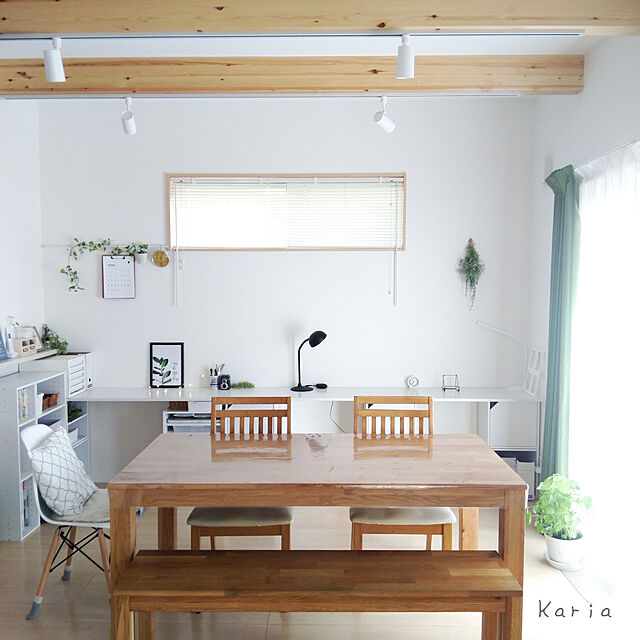kariaの-フィンガー　ダイニングテーブル160　オーク　※ベンチ、チェアは別売りですの家具・インテリア写真