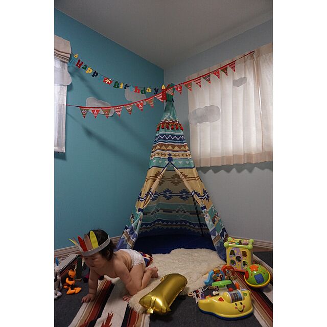 IMWAKIの-あす楽！【キッズテント　ティピー】kids tent teepee タッセルフリンジがかわいいネイティブ柄の子供用テントの家具・インテリア写真