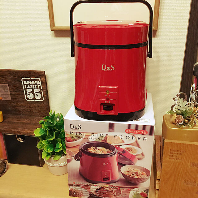 tomo60の日本洋食器-D&S ディーアンドエス ミニライスクッカー DS.7697 レッド 炊飯 0.5～1.5合炊き しゃもじ付 オリジナルレシピ付の家具・インテリア写真