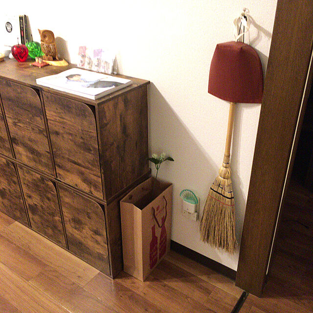 bambooのニトリ-カラーボックス Nカラボ 3段扉付き(ミドルブラウン) の家具・インテリア写真