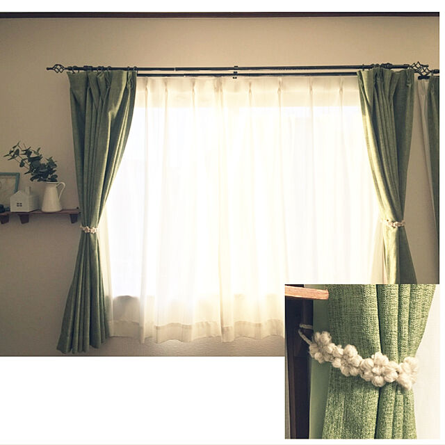 so_nyanのニトリ-遮光2級・防炎・50サイズカーテン(パレット3 イエローグリーン 150X178X2) の家具・インテリア写真