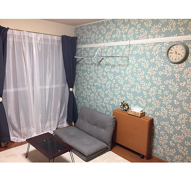 ichiyamroomの無印良品-ポリエステルドビー織（防炎・遮光性）プリーツカーテン／ダークブルーの家具・インテリア写真