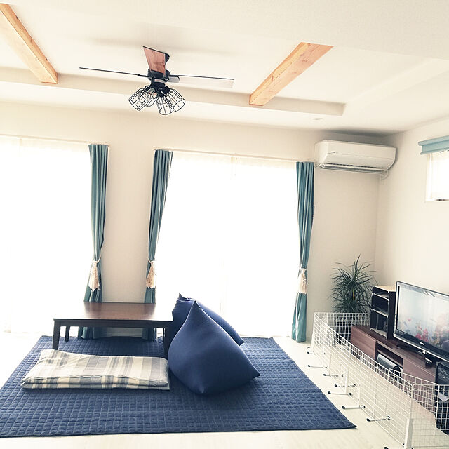 moricoのニトリ-長座布団カバー(N ケララ BL) の家具・インテリア写真