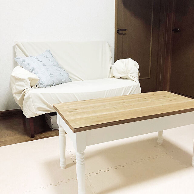 soumamaのニトリ-はっ水 肘付ストレッチソファカバー(リペル3 IV 2人掛け用) の家具・インテリア写真