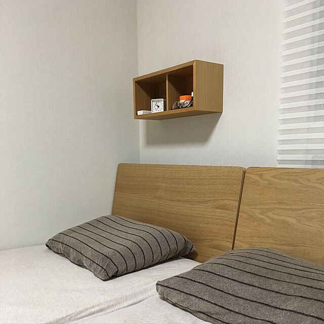 semla_33の無印良品-無印良品　壁に付けられる家具・箱・幅４４ｃｍ・オーク材　幅４４×奥行１５．５×高さ１９ｃｍの家具・インテリア写真