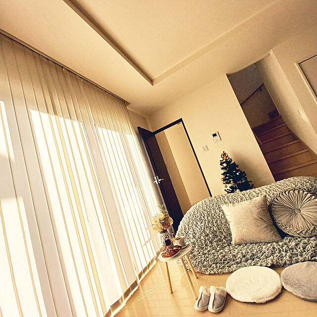 rikuerinka86のニトリ-【デコホーム商品】クッションカバー(ミックスリーフ GY SC022 45×45cm) の家具・インテリア写真