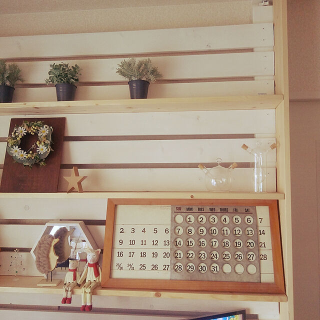 kazuの-万年カレンダー Wooden Perpetual Calendar 万年カレンダー 壁掛け 置き 木製 アンティークの家具・インテリア写真