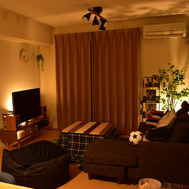 kaRoomの無印良品-四隅の広がらないこたつふとん・フランネル・正方形／ネイビーチェックの家具・インテリア写真