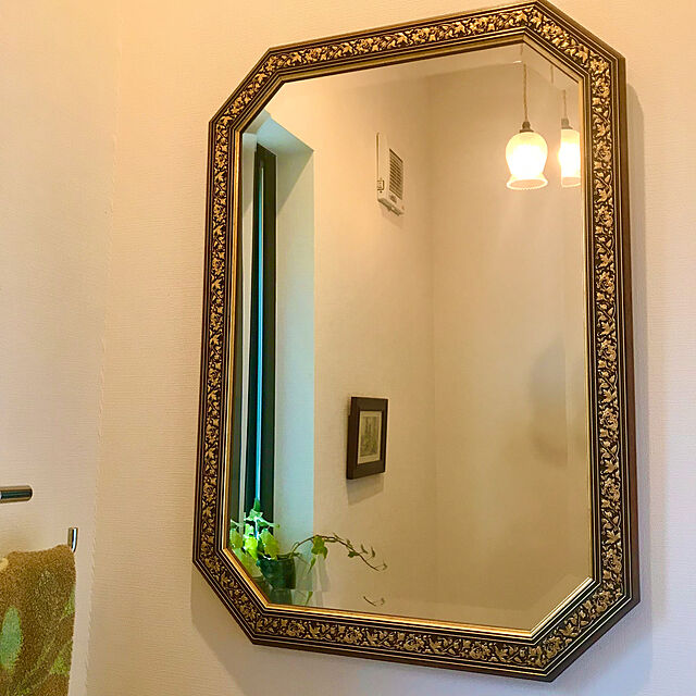 kjktの木楽館-木楽館 鏡 壁掛け ミラー 八角ミラー イタリア製 アンティーク ゴールド (ブルー＆ゴールド, W480×D20×H685mm)の家具・インテリア写真