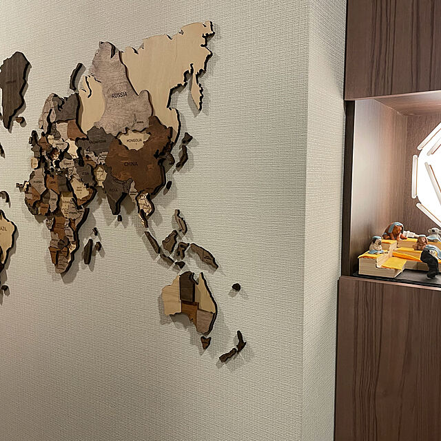 週末セール Enjoy The Wood壁掛け木製世界地図 国名なし