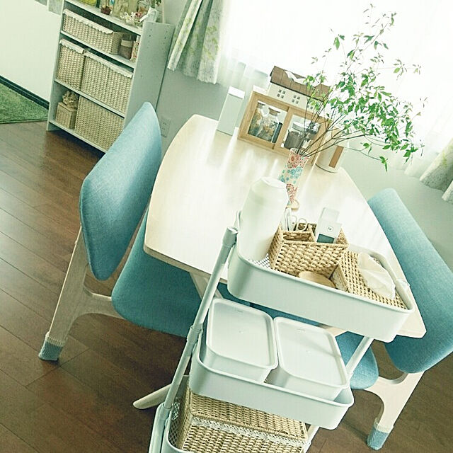 tata-kukuのニトリ-リビングダイニングテーブル3点セット(LDリラックスワイド160WW/2P リラックスワイドWW GY) の家具・インテリア写真