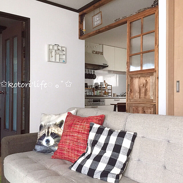 kotoriのニトリ-クッションカバー(アライグマ T)  『玄関先迄納品』の家具・インテリア写真