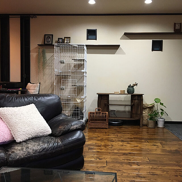 shizzzのニトリ-2人用本革ソファ(Nステイツ DBR) の家具・インテリア写真