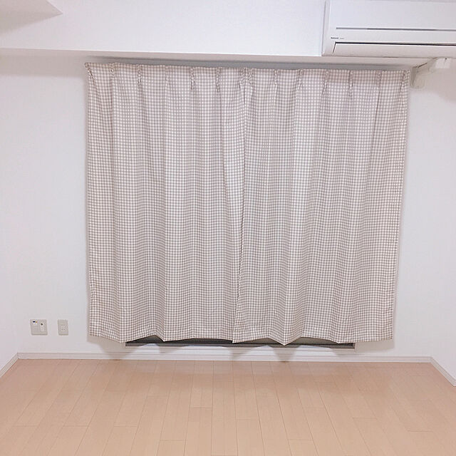 rakkumaの-カーテン　ギンガムチェック　4枚組　ベージュ　厚地　約幅100×丈178cm カーテン 厚地カーテン レースカーテン 4枚セット コーナンの家具・インテリア写真