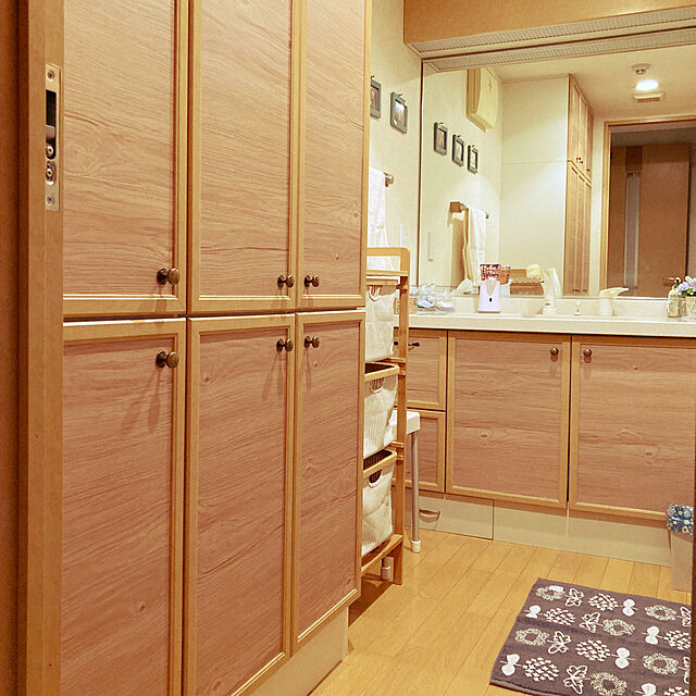 mikanのニトリ-バンブーシェルフ フォルテ 3段(ST) 幅44×奥行34×高さ96cm ランドリー収納 の家具・インテリア写真