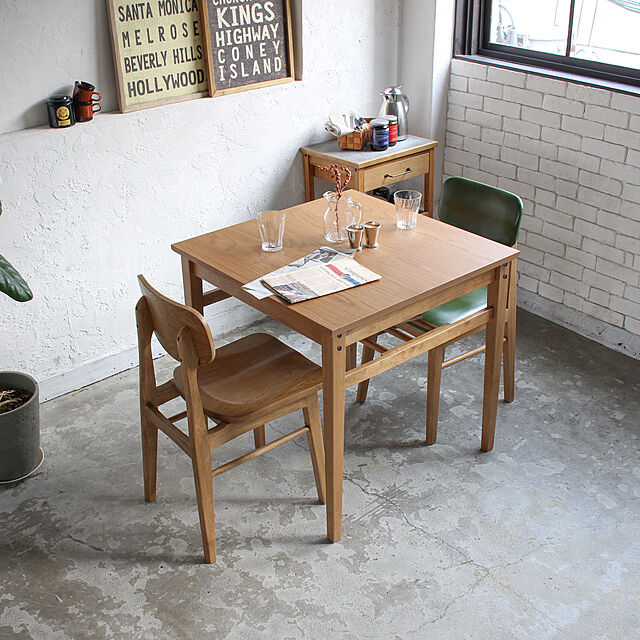 ICHIBAの市場-幅75cm ダイニングテーブル 2人用 木製 コンパクト 新生活 おしゃれ カフェ 北欧 一人暮らし オーク材 ヴィンテージ風 キッチン 食卓 ちいくのいちば いちばかぐの家具・インテリア写真