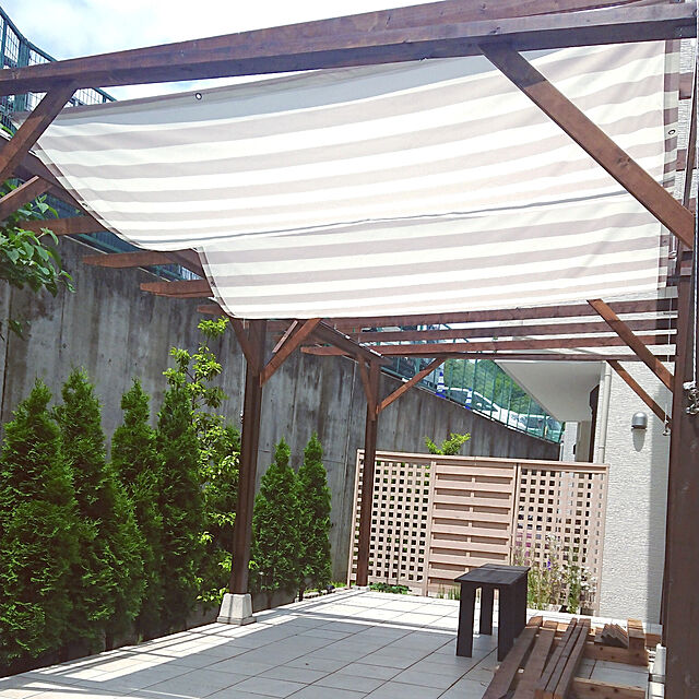 onigiriの-サンシェード 庭 ベランダ 日よけシェード キャンプ タープ おしゃれ ストライプ シエスタ オーダーサイズ 〜90cm×〜180cm 北欧 カフェ OKC5の家具・インテリア写真