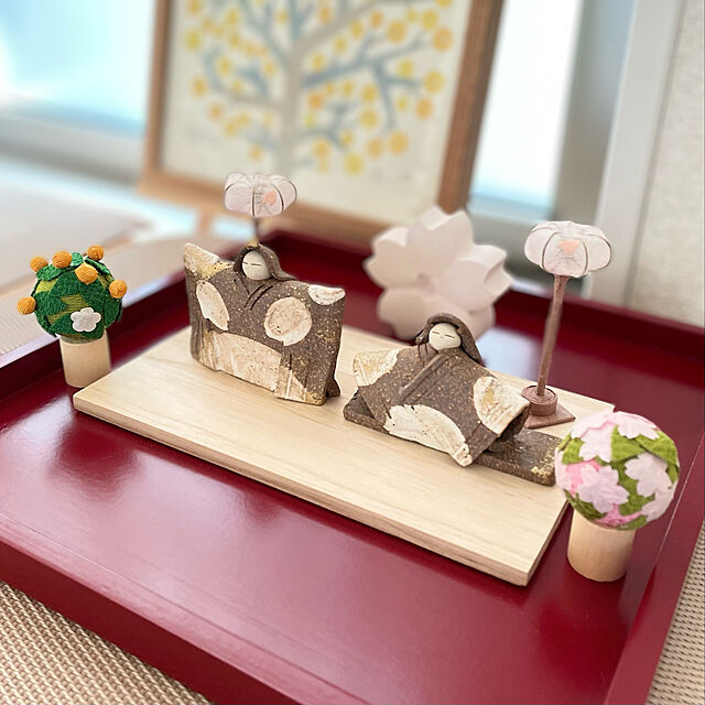rinoの-雛 雛人形 コンパクト モダン おしゃれ かわいい ちりめん / 桜と橘 / お雛様 ひな祭り ひな人形 人形 飾りミニ 可愛い人気の家具・インテリア写真
