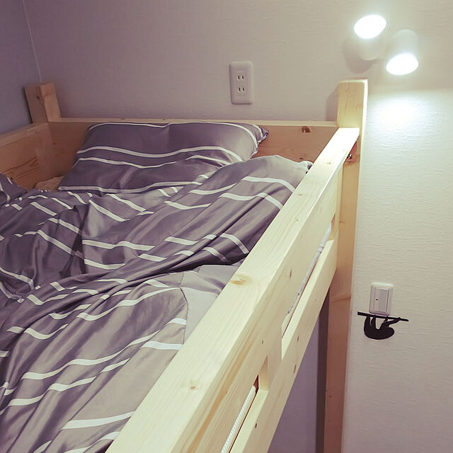yuの-ロフトベッド ハイタイプ ミドル ベッド ベット すのこ床 大人用 子供 耐荷重500kg 天然木 耐震 エコ塗装 シンプル 学習机 デスク ワンルーム |白 ホワイト シングル システムベッド おしゃれ コロン2-GKIの家具・インテリア写真