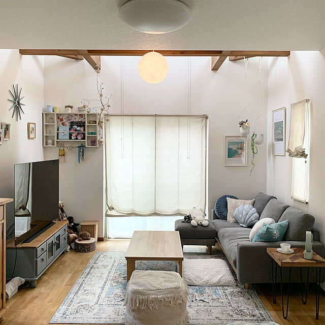 iwakoのニトリ-布張りカウチソファ(アウロス3 DGY) 3人掛け の家具・インテリア写真