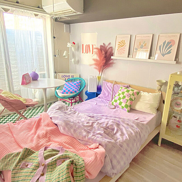 riririの-フランフラン Francfranc ロータス パーソナルチェア （ターコイズ×ピンク）の家具・インテリア写真