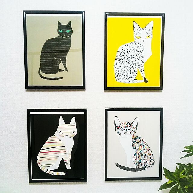 tonyの-GINGIBER | NEON STRIPED CAT ART PRINT | アートプリント/ポスター【レターサイズ】の家具・インテリア写真