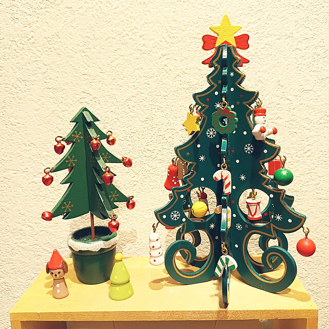 tomoのzjuan-クリスマスツリー 卓上 クリスマスプレゼント 卓上 木製 おもちゃ クリスマス 飾り オーナメント 置物 飾り付け デコレーション 装飾 (グリーン)の家具・インテリア写真