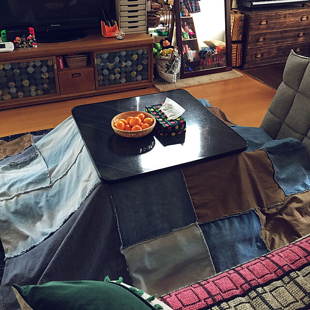 bimoのモリヨシ-マルチカバー ヴェント2 185×185 cm こんなの欲しかった 洗える デニム ラグ 送料無料の家具・インテリア写真