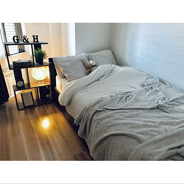 murakamihirokoの無印良品-綿三重ガーゼまくらカバー／ライトグレーミニチェックの家具・インテリア写真