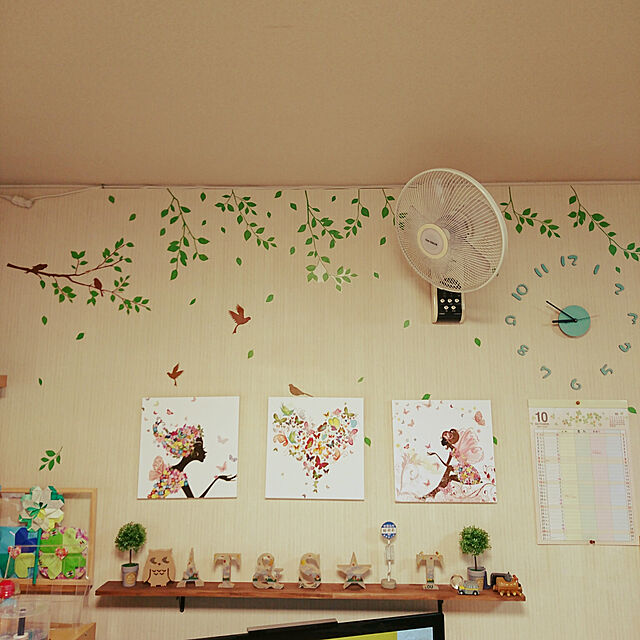 saoriの-ウォールステッカー 木 葉 花 鳥かご 貼ってはがせる のりつき 壁紙シール ウォールシール 植物 木 花 宅Cの家具・インテリア写真