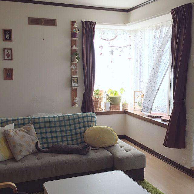 kotoriのニトリ-クッションカバー(PTレモンレタード)  『玄関先迄納品』の家具・インテリア写真