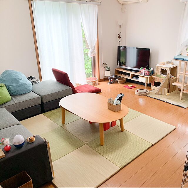 APOの暮らしの家具-【オールシーズン使える、楕円形のやさしい仕上げ】 フラットヒーター コタツテーブル UV塗装 楕円形 (ナチュラル)の家具・インテリア写真