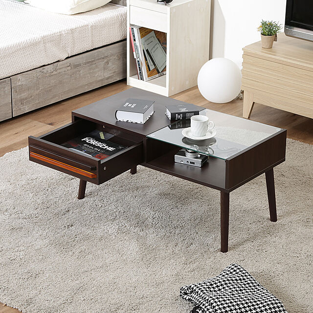 SMB_selectionの不二貿易-引き出し付き ガラス ローテーブル オセロの家具・インテリア写真