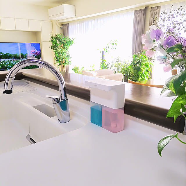 即納】 ソープディスペンサー 泡 液体 自動 ダブルヘッド 600ml ハンド
