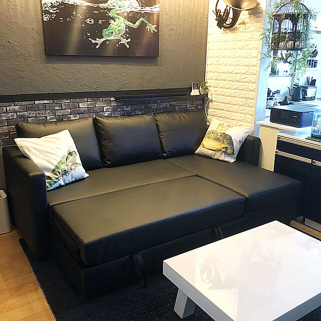 kaerucoのニトリ-合皮ソファベッド(Nシールド ノアーク BK) の家具・インテリア写真