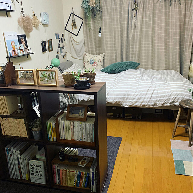 Aikoの無印良品-オーガニックコットンふとんカバーセット／ライトブルー／太ストライプ ベッド用の家具・インテリア写真