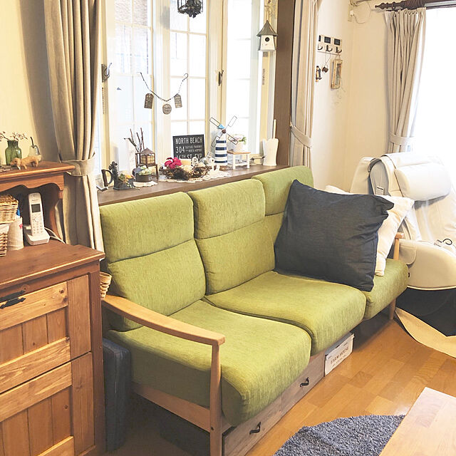 yoko_petitbonheurのニトリ-2人用布張りソファ(モア MBR) の家具・インテリア写真