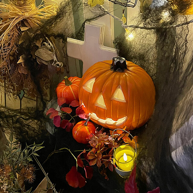 futago-chiの-ハロウィン 飾り カボチャのオブジェ ハロウィン かぼちゃライト かぼちゃ 飾り かぼちゃランプ ライト ランプ 玄関 オーナメント 置物 ハロウィン雑貨の家具・インテリア写真