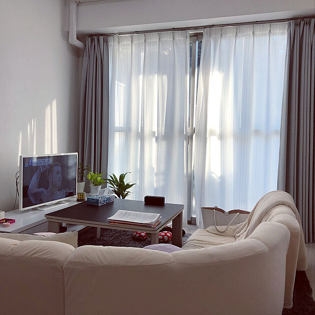 honokaのニトリ-遮熱・ミラーレースカーテン(シズク ホワイト 100X188X2) の家具・インテリア写真