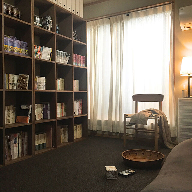 kamiの無印良品-スタッキングシェルフセット・５段×３列・ウォールナット材の家具・インテリア写真