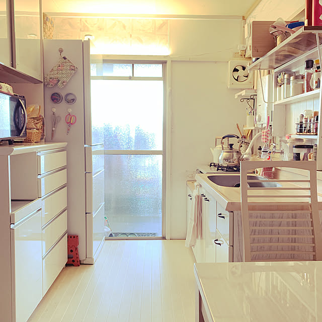 satomiの-【標準設置費込み】 三菱 5ドア冷蔵庫 （455L）　MR-B46A-W クリスタルピュアホワイト 「置けるスマート大容量 Bシリーズ」の家具・インテリア写真
