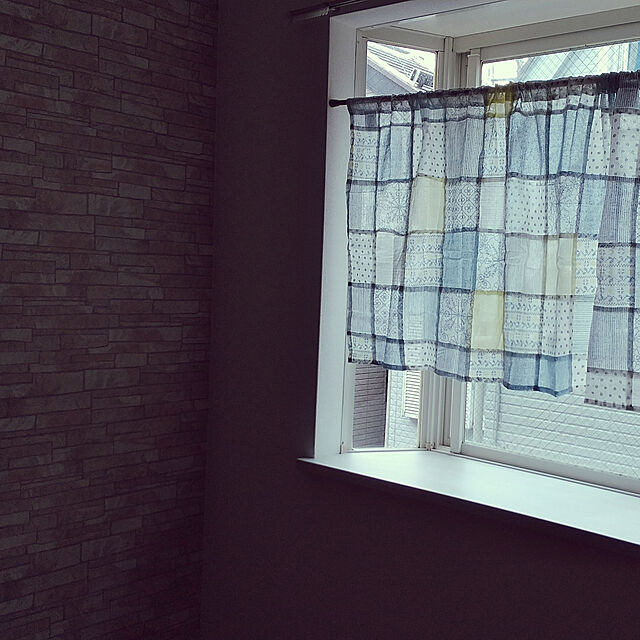 yukiyaszrのNext-Sunny day fabric カフェカーテン ラッシュ 幅100cm x 丈70cm (グリーンパターン)の家具・インテリア写真
