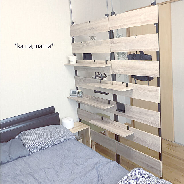 ka.na.mamaの-棚板 2枚セット 幅60 本体別売り 当店 つっぱり式ウォールラック 専用 木製 フック式 奥行15 追加棚 追加棚板 ウォールナット/オーク/ホワイト LRA001183の家具・インテリア写真